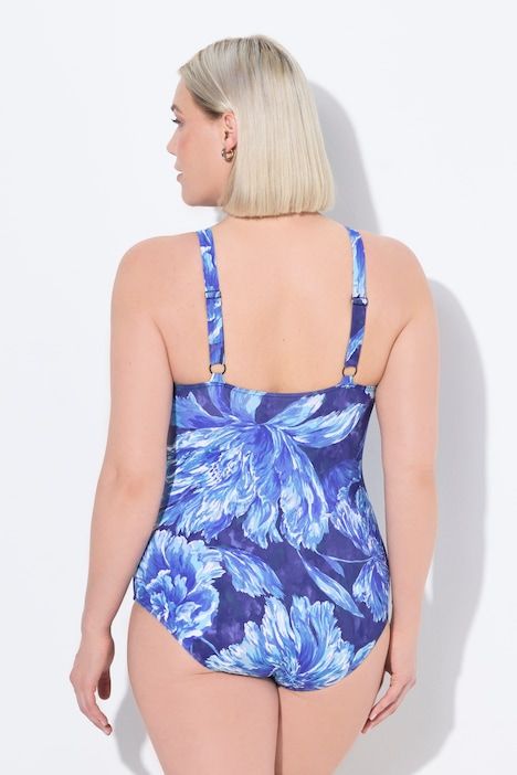 Maillot de bain à fleurs. Bonnets souples. Nœud fantaisie