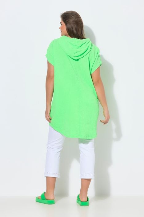 Blouse en mousseline à capuche, manches courtes