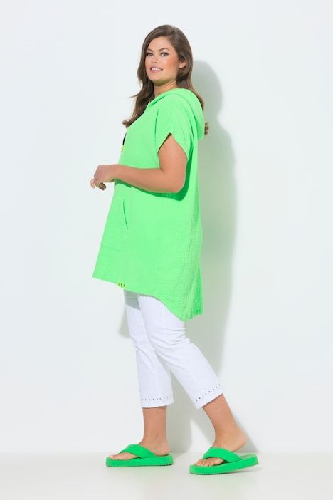 Blouse en mousseline à capuche, manches courtes