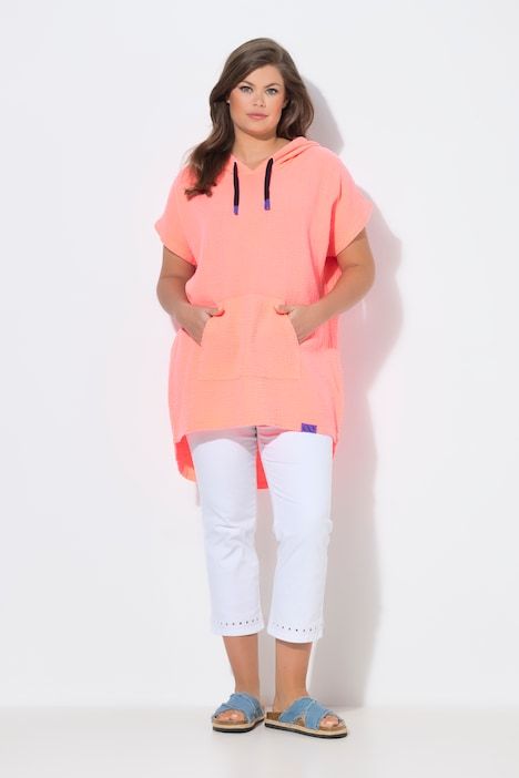 Blouse en mousseline à capuche, manches courtes