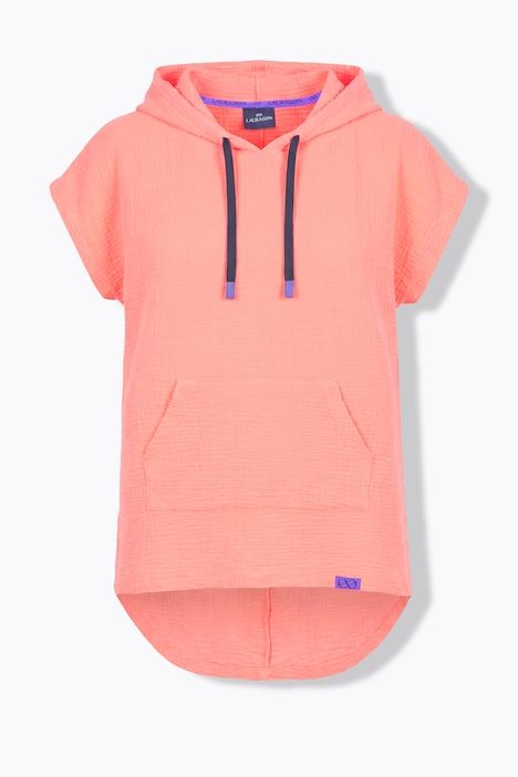 Blouse en mousseline à capuche, manches courtes