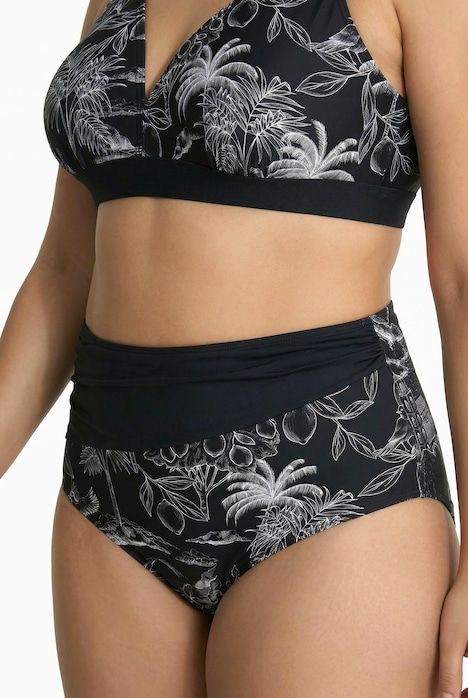 Bikini, motif palmiers, sans bonnets souples, bretelles réglables, matière recyclée