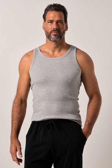 Lot de 2 maillots de corps JP 1880, en jersey bord-côte, sans manches - jusqu'au 8 XL