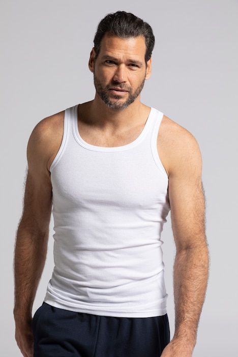 Lot de 2 maillots de corps JP 1880, en jersey bord-côte, sans manches - jusqu'au 8 XL