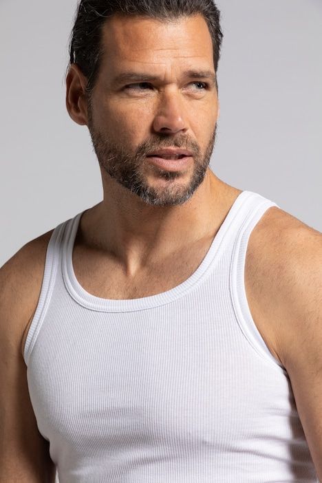 Lot de 2 maillots de corps JP 1880, en jersey bord-côte, sans manches - jusqu'au 8 XL