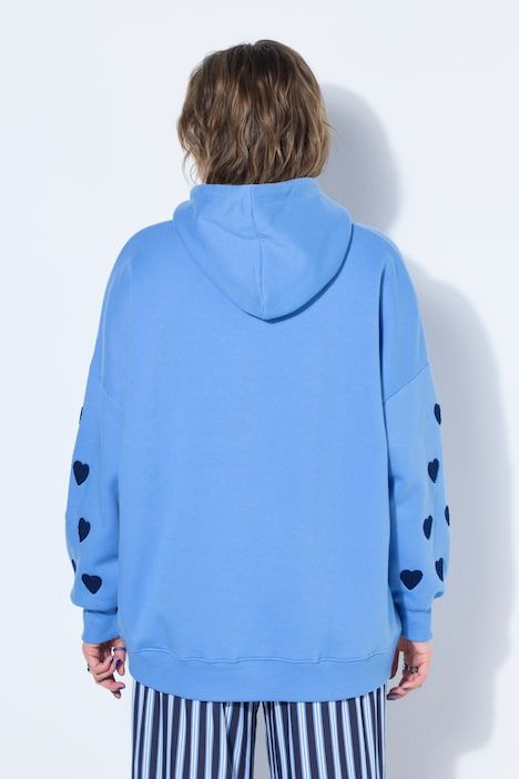 Sweat-shirt à capuche ultra-oversize, molleton, petits cœurs sur les bras