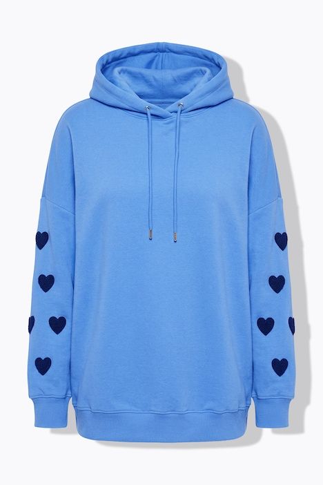 Sweat-shirt à capuche ultra-oversize, molleton, petits cœurs sur les bras
