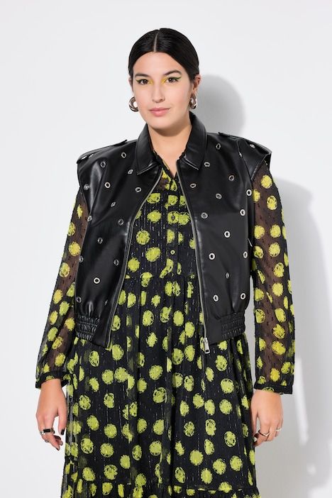 Veste sans manches, coupe Boxy cropped, œillets fantaisie