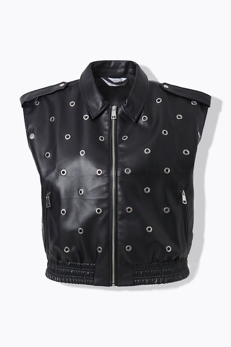 Veste sans manches, coupe Boxy cropped, œillets fantaisie