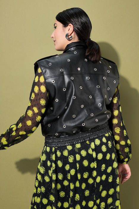 Veste sans manches, coupe Boxy cropped, œillets fantaisie