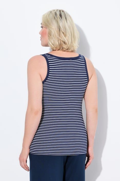 Débardeur à rayures. Soutien-gorge intégré. Décolleté rond