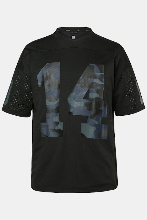 Maillot en mesh, coupe oversize, manches courtes et imprimés camouflage, collection Fitness - jusqu'au 7 XL