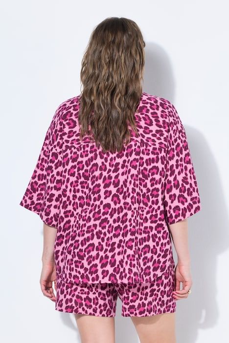 Chemisier oversize en mousseline, imprimé léopard coloré