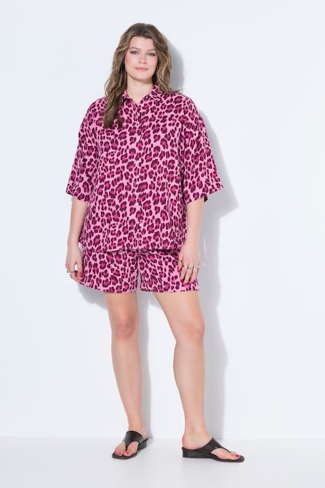 Chemisier oversize en mousseline, imprimé léopard coloré