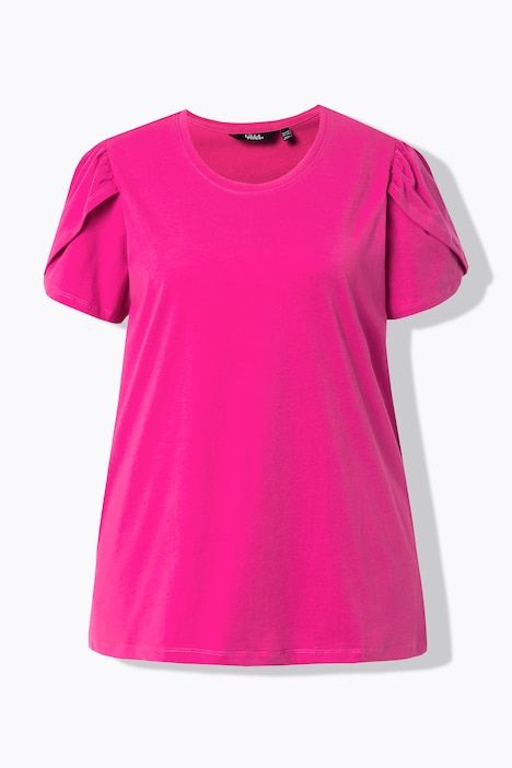 T-shirt, effet superposition. Col rond et manches courtes. Coupe évasée