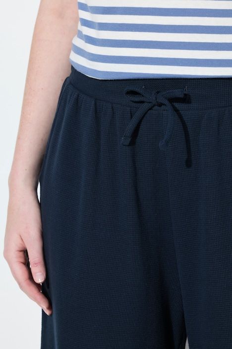 Jupe-culotte en molleton de coton bio, tissu gaufré, jambe large