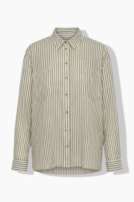 Chemisier rayé en crêpe, manches longues et col chemise