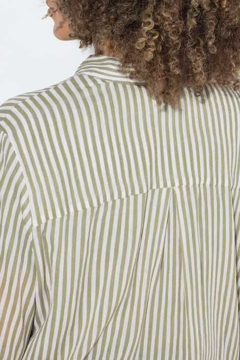 Chemisier rayé en crêpe, manches longues et col chemise