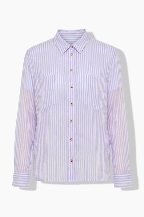 Chemisier rayé en crêpe, manches longues et col chemise