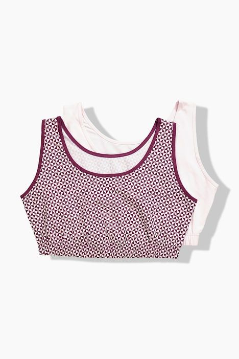 Lot de 2 brassières, décolleté rond, cœurs/uni