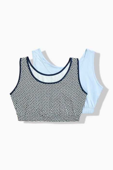 Lot de 2 brassières, décolleté rond, cœurs/uni