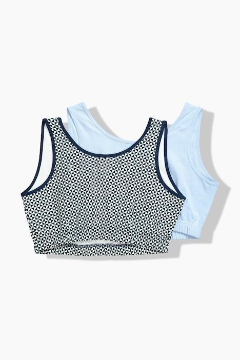 Lot de 2 brassières, décolleté rond, cœurs/uni