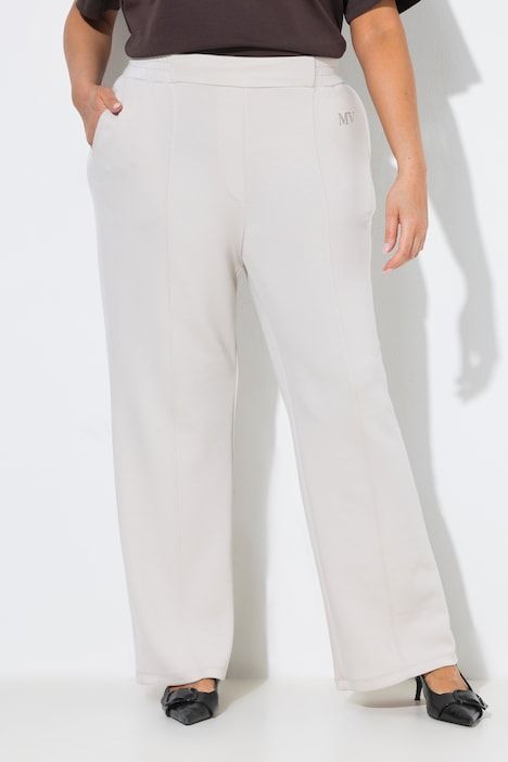 Pantalon en molleton, jambe large et droite, passepoils et taille élastique