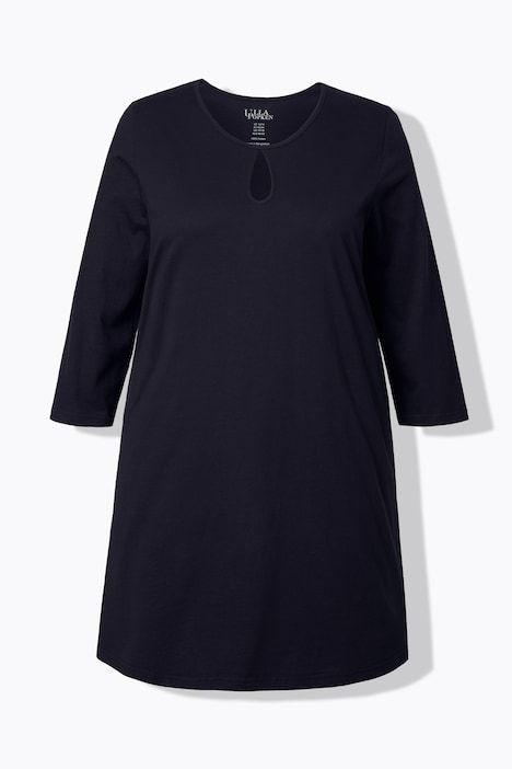 T-shirt long coupe évasée, décolleté rond et manches 3/4