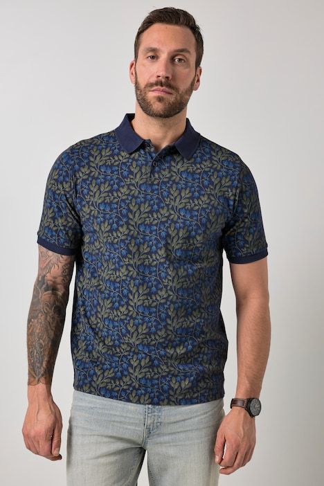 Polo JP 1880 en piqué, manches courtes et imprimé poitrine, esprit vintage – jusqu'au 8 XL