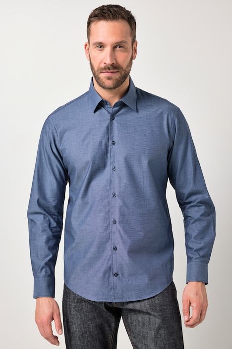 Chemise JP 1880 motif à pois, manches longues et col Kent, collection Business, coupe Modern Fit - jusqu'au 8 XL