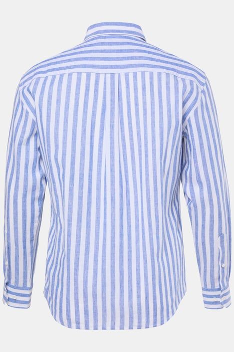 Chemise JP 1880 en lin mélangé à rayures, manches longues et col à pointes boutonnées, coupe Modern Fit - jusqu'au 8 XL