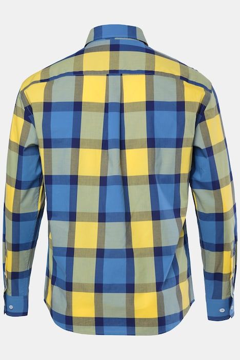 Chemise à carreaux JP 1880, manches longues et col à pointes boutonnée, coupe Modern Fit - jusqu'au 8 XL