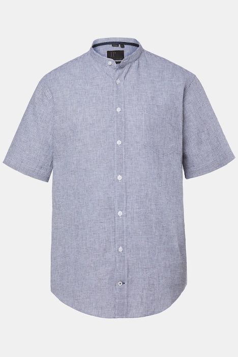 Chemise JP 1880 en in mélangé, imprimé à carreaux, manches courtes et col Kent, coupe Modern Fit - jusqu'au 8 XL