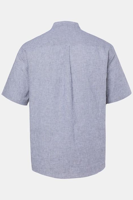 Chemise JP 1880 en in mélangé, imprimé à carreaux, manches courtes et col Kent, coupe Modern Fit - jusqu'au 8 XL