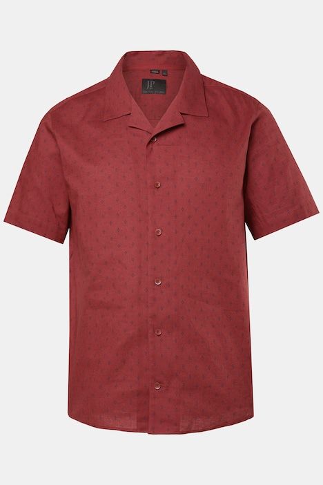 Chemise JP 1880 en lin mélangé, imprimé all-over, manches courtes et col cubain, coupe Cuba Fit - jusqu'au 8 XL