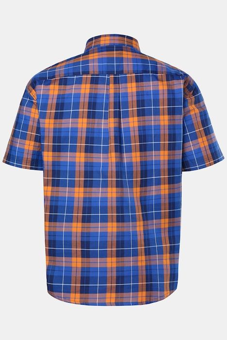Chemise à carreaux JP 1880, manches courtes et col à pointes boutonnées, coupe Modern Fit - jusqu'au 8 XL