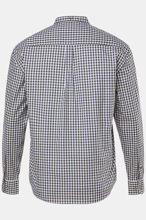 Chemise à carreaux traditionnelle JP 1880, manches longues et col officier, coupe Modern Fit - jusqu'au 8 XL