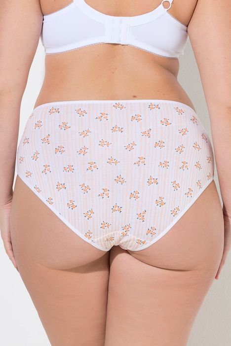 Culottes midi, lot de 5, rayures-fleurs/couleur unie