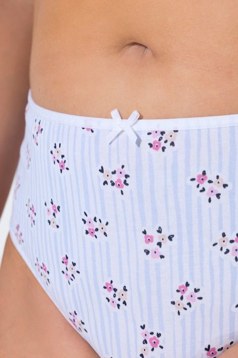 Culottes midi, lot de 5, rayures-fleurs/couleur unie