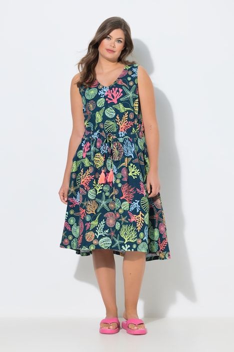 Robe, col en V, cordon coulissant