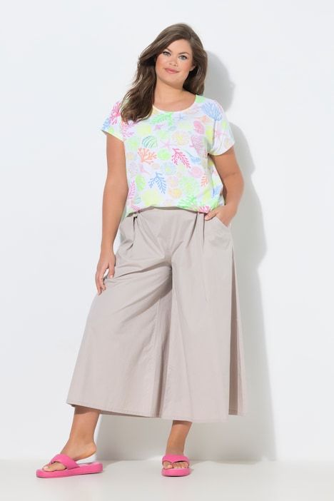 Jupe-culotte large à taille élastique