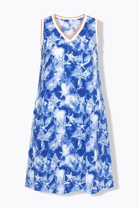Robe à bretelles, col en V, coupe en A