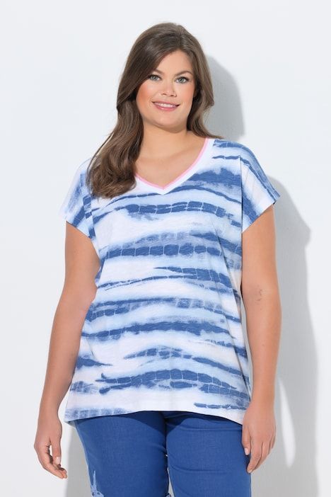 T-shirt, col en V, manches 1/2, OEKO-TEX MIG