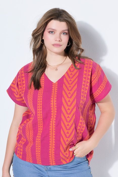 Blouse oversize, motif jacquard