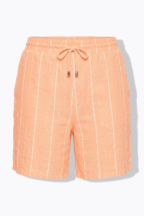 Short jambes larges rayé texturé, taille élastique