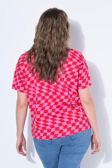 T-shirt oversize, motif damier