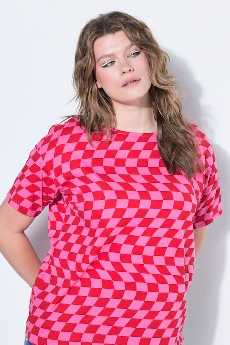 T-shirt oversize, motif damier