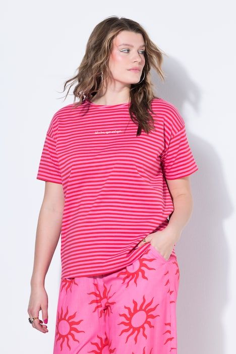 T-Shirt oversize rayé avec message