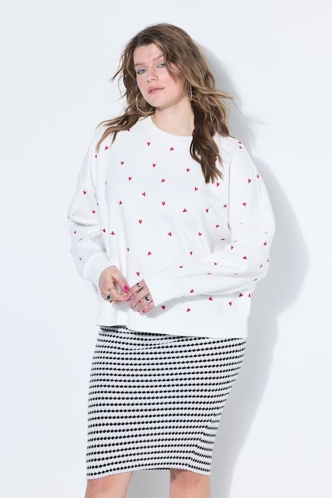 Sweat-shirt oversize, broderie cœur
