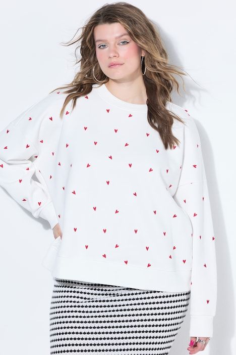 Sweat-shirt oversize, broderie cœur